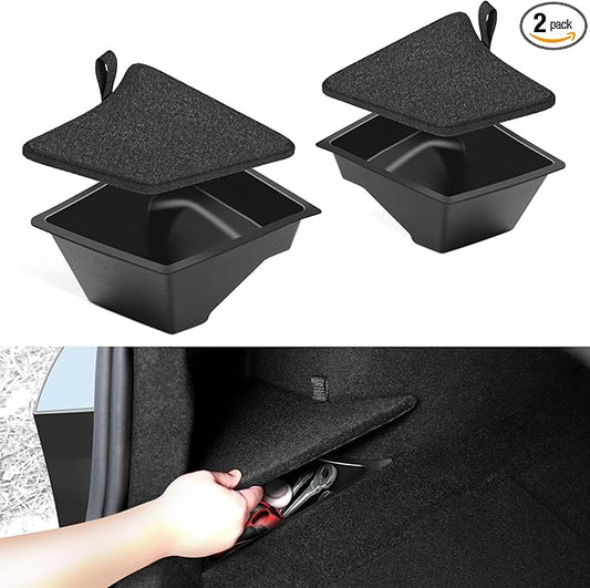 VIHIMAI Trunk Organizer for 2024 2025 Tesla Model 3 Highland Accessories Rear Trunk Storage Bins Side Box with Lids for 2025 2024 Model 3 Interior Accessories TPE Material Waterproof Odorless 2 PCS
