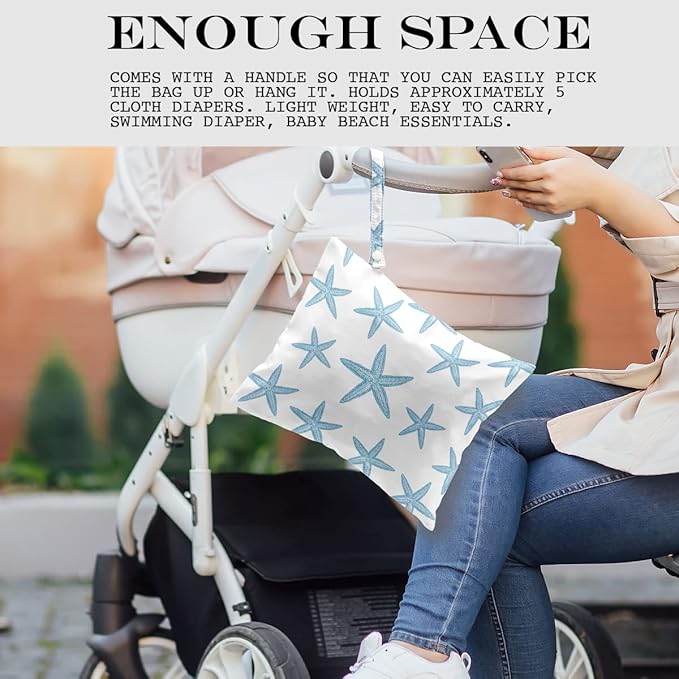 Wet Bag, Wet Dry Bag, Wet Bag for Swimsuit Travel Beach Pool Dirty Yoga Gym Clothes Makeup Bag Beach Wedding Supplies Waterproof Reusable Shell Pearl Starfish Gifts