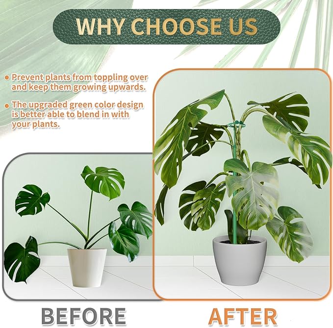 Telescoping Plant Stakes, 3Pcs 17.9In to 42.3In Adjustable Monstera Plant Support Orchid Sticks with Clips, Plant Sticks Support Tall for Monstera, Orchids, Tomatoes, Vines & Indoor Outdoor Plants
