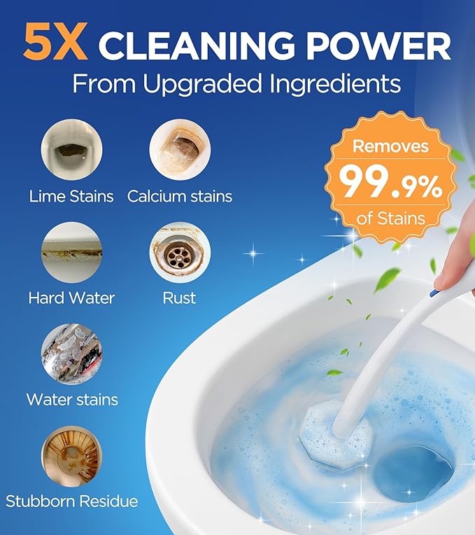 64 Count Toilet Wand Refills for Clorox Toilet Wand, 5X Cleaning Power Toilet Bowl Cleaners with Exclusive Formula, High-Density Disposable Toilet Brush Scrubber - No Falling Apart, Fresh Fragrance