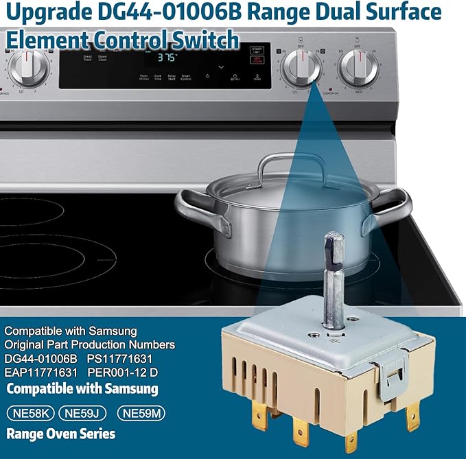 DG44-01006B PER001-12D For Samsung Dual Infinite Switch,Fit For Samsung Range Oven Surface Element Control, For Stove Infinite Switch, For NE59J7750WS NE58K9850WS Replacement Parts