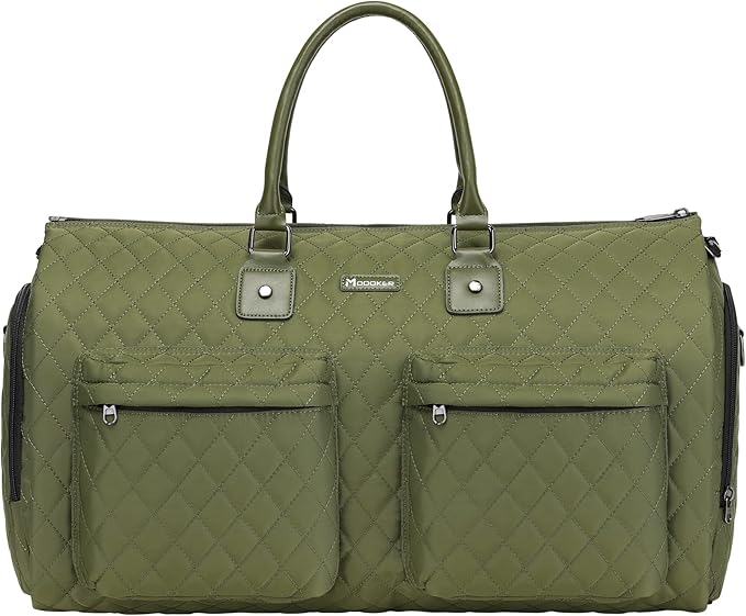 Womens Convertible Garment Bags for Travel, Modoker Waterproof Carry On Garment Bag Garment Duffel Bag - 2 in 1 Hanging Suitcase Suit Travel Luggage Bag, Green