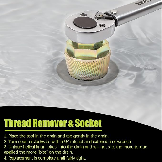 1.5'' Tub Drain Extractor, 8PCS Pipe Nipple Extractor Set with 1-inch Socket, Remove the Old, Broken, Stubborn, Rusted Drain Tub Bathtub Stopper, Strong Grab Plumbing with Storage Case
