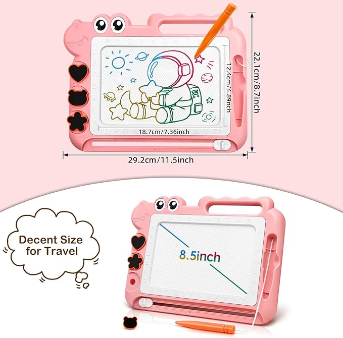 AiTuiTui Magnetic Drawing Board Toddler Toys Gift for Girls Boys, Color Sketch Writing Scribble Doodle Pad Travel Games, Educational Learning Kids Toys for Birthday or Christmas (Pink)