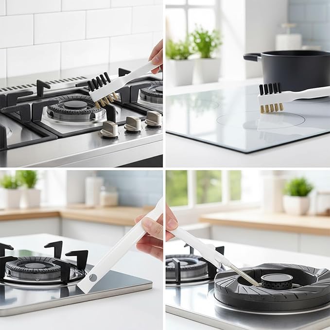 Ymapinc 2-Pack Gas Stove Top Cleaner - Gas Stove Kitchen Cleaning Scrub Brush with Cooktop Scraper, Household Cleaning Tools & Scrubber for Range Hood Grease Grime