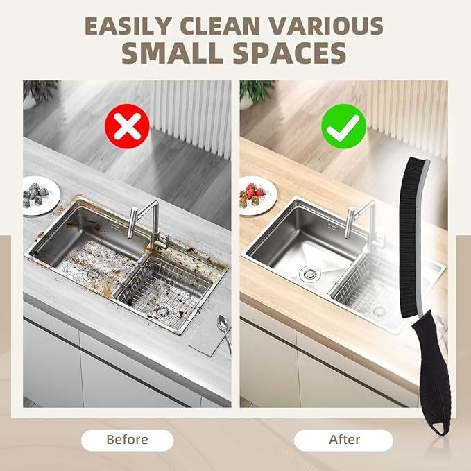 SXhyf Hard Bristle Crevice Cleaning Brush - Multifunctional Gap Cleaning Brush, Bathroom Cleaning Tools, Grout Brush, Crevice Cleaning Supplies for Household Use, Kitchen, Window, Vehicle (3, Black)