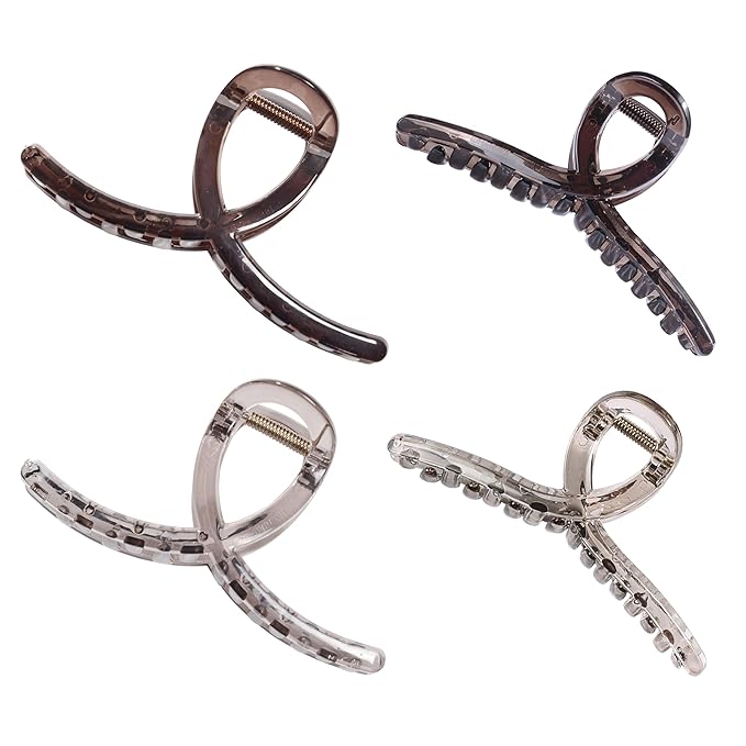 Emma Lily 4pcs Medium Hair Claw Clips for Women – Dark & Light Brown Strong Hold for Thin Hair Casual Daily Use