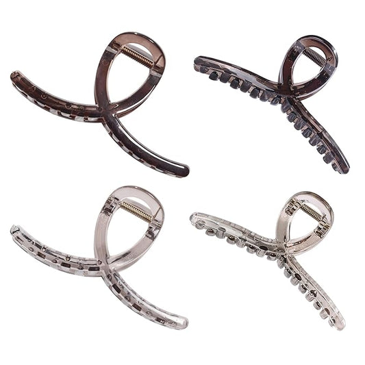 Emma Lily 4pcs Medium Hair Claw Clips for Women – Dark & Light Brown Strong Hold for Thin Hair Casual Daily Use