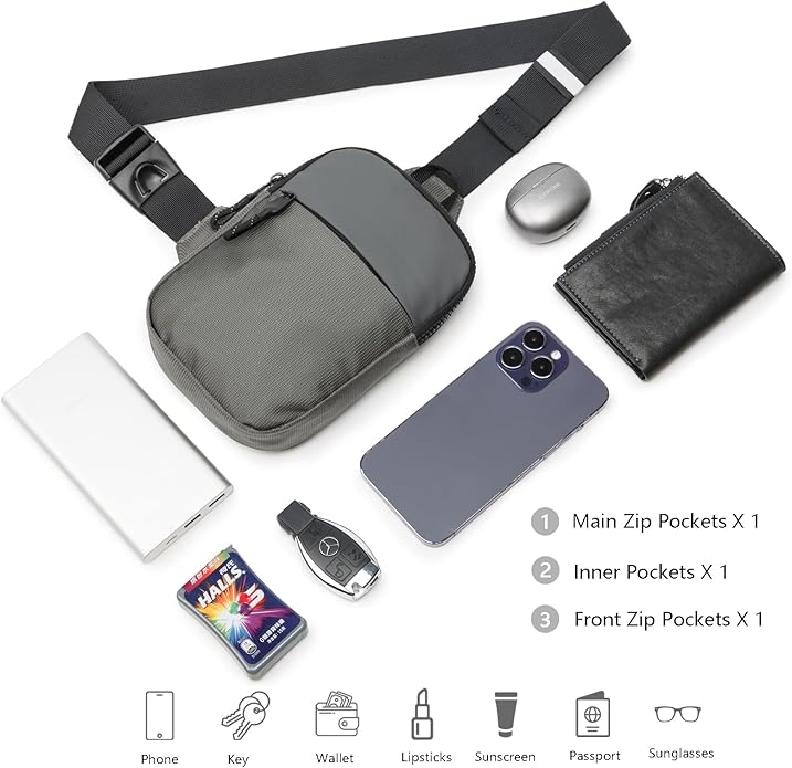 Mini Sling Bag for Men Women, Small Crossbody Casual Utility Chest Phone Bag for Travel Workout