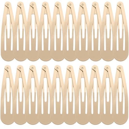 WILLBOND 30 Pieces 3.1 Inch Large Metal Snap Hair Clips Nonslip Barrettes Women Hair Accessories (Taupe)