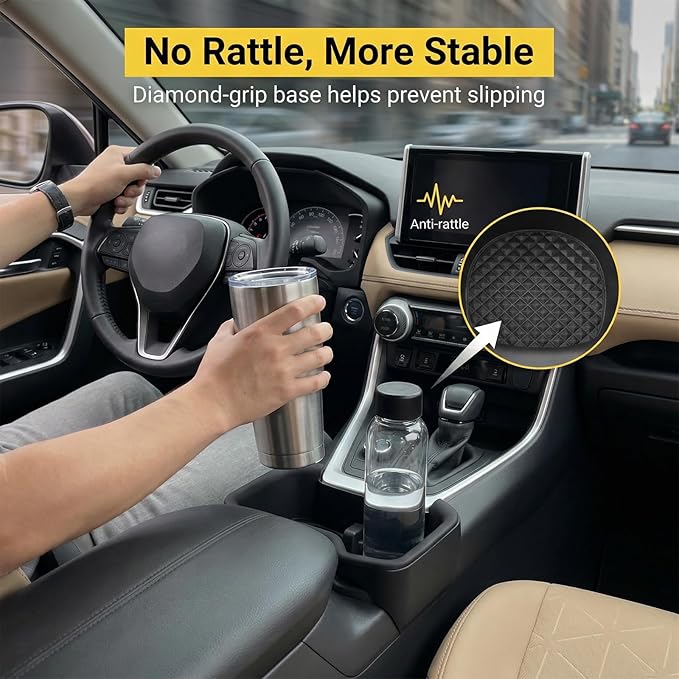 Cup Holder for 2022-2025 Toyota RAV4 Center Console Cup Holder Insert Cupholder Organizer Coaster Liner for 2022 2023 2024 2025 RAV4 Interior Accessories Black