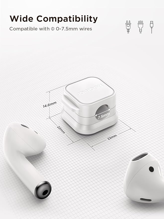 6 Pack Magnetic Cable Clips [Cable Smooth Adjustable] Cord Holder, Under Desk Cable Management, JOYROOM Adhesive Wire Holder Keeper Organizer for Home Office Desk Phone Car Wall Desktop Nightstand