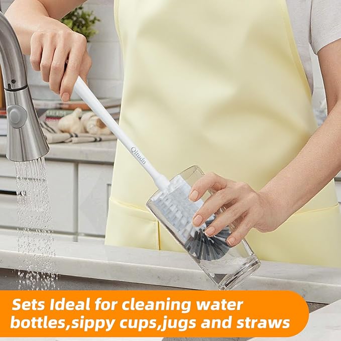 2 Pack 14 Inch Bottle Brush & 12 Inch Straw Brush Cleaner Set - Heavy Duty Kitchen Bottle Brushes for Cleaning Water Bottles, Baby Bottles, Mugs, Sippy Cups & Tumblers, Lab Use
