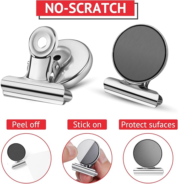 24 Pack Magnetic Clips Fridge Magnets Heavy Duty Magnet Clips for Whiteboard & Refrigerator Wide Scratch Safe Best for House Office School Use