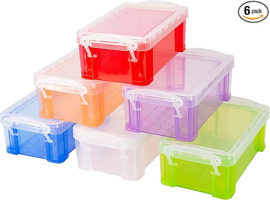 Small Plastic Box, 5" X 2.8" X 2" Stackable Mini Storage Box with Lid, Clear Organizer Container for Jewelry Beads, Small Crafts Items Accessories - 6 Pack