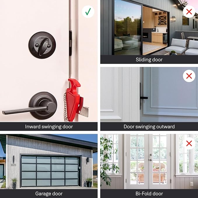 Master Lock Portable Door Lock for Travelers at Hotel, Apartment, Front Entry Security with Stopping Protection