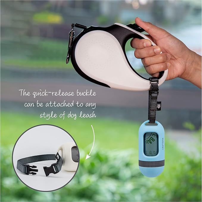 SVD.PET [2-Pack] Retractable Waste Bag Dispensers Gift Set, 2 Pet Waste Bag Holders with 60 large Waste Bags, Dog Walking Accessory Gift Value Pack (Black & Columbia Blue)