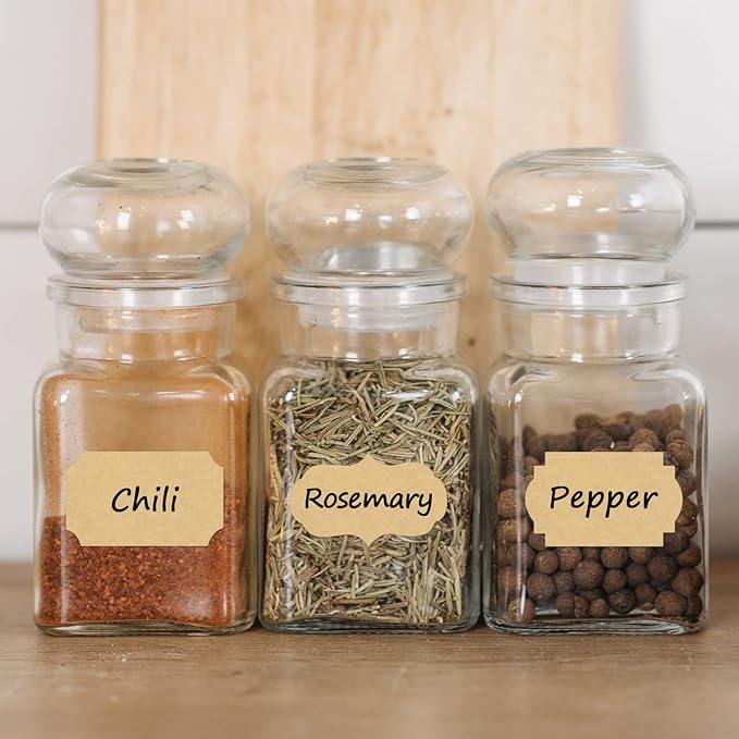 Wisdompro Assorted Shape Label Stickers, Self Adhesive Gift Tag Stickers Blank Writable Labels for Essential Oil Bottles, Jars, Food Containers (256 Pcs, Small)