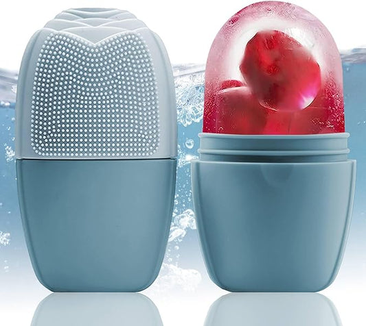 XHJRI Ice Face Roller Massager, Ice Cube Roller for Face, Eyes, and Neck – Naturally Conditioning and Skin Care, De-Puff Eye Bags, Reduce Migraine Pain, Reusable Massage Silicone Ice Mold (New Blue)