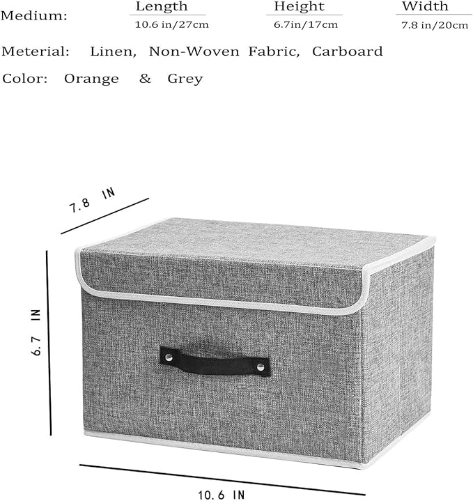 Small storage bins with lids 1-Pack collapsible Linen Closet Organizers and Storage Bins for Shelves with Handles Baby Clothes Storage Boxes with Lids for Home Organization Storage Towel,Socks