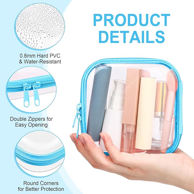 Sanwuta 6 Pcs Clear Hard Zipper Case Plastic Zipper Pouches Transparent Makeup Bag Pencil Case Pouches Toiletry Diaper Bag for Travel Toy Storage Organizer Bins (Colorful, 5 x 5 x 2 Inch)