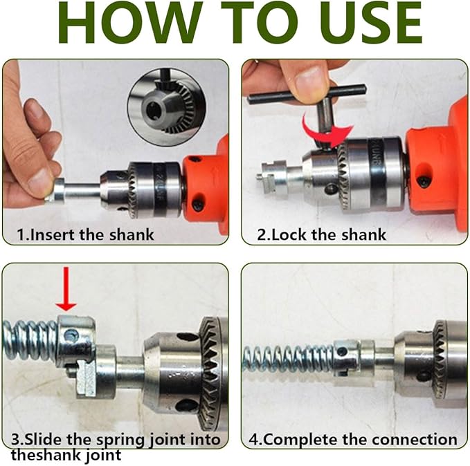 Drain Cleaner Combination Cutter Heads Set,7PCS Drain Snake Drill Attachment 16mm Spring Pipe Dredging Tools Drain Snake Attachment for Pipeline Dredging Machine(Silver)