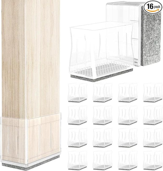 1" x 1.75" Rectangular Chair Leg Floor Protectors, Chair Foot Protectors for Wood Floors, Chair Leg Protectors for Hardwood Floors, Anti-Scratch & No Noise. 16 Pcs Clear