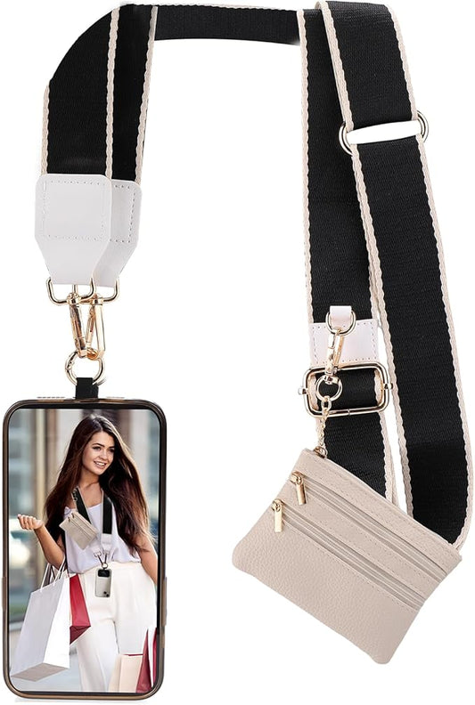 XANGNIER Clip and Go Strap for Phone with Wallet Crossbody, Phone Strap with Zippered Wallet, Adjustable Anti-Theft Cellphone Lanyard for Women, Cellphone Chain Accessories, Multicolor 11