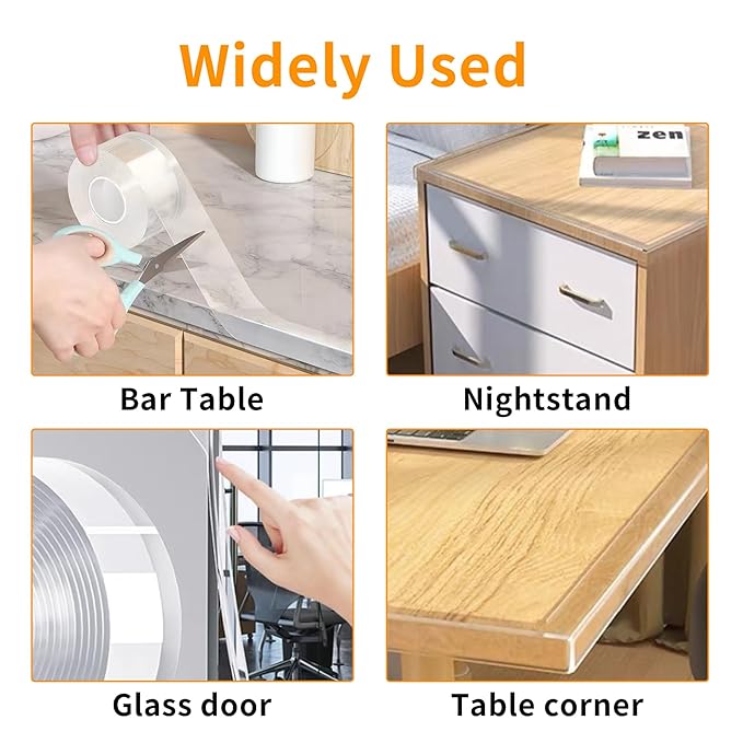 1.57 in x 9.84 FT, Corner Protector Baby, Clear Edge Protector Strip, Sharp Edge Wrap Cover Tape, Self Adhesive Protective Bumper Guards for Cabinet Door, Desk, Glass Table, Bed Furniture and Wall