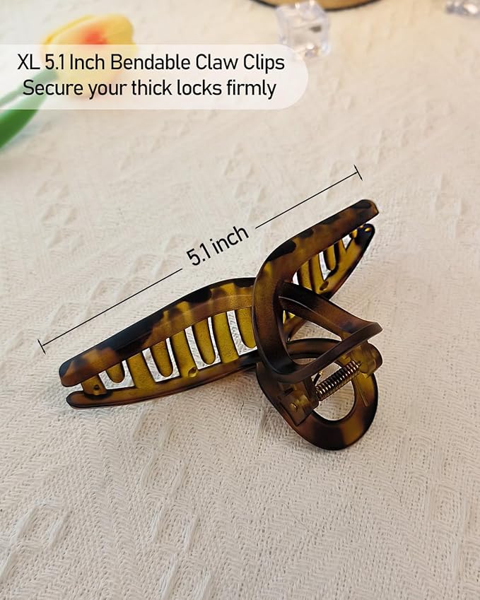 5 Inch Extra Large Claw Clips, 13 cm No Slip Matte Jumbo XL Hair Clips for Thick Long Curly Hair, Big Hair Claw Clips, 2 Pack