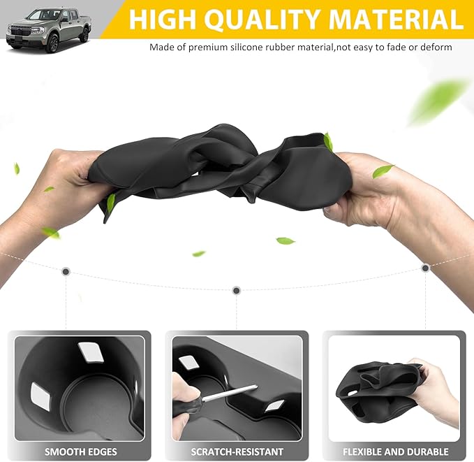 Cup Holder for 2022-2025 Ford Maverick Center Console Cup Holder Insert Silicone Cupholder Coaster Liner for 22-25 Maverick Interior Accessories Black