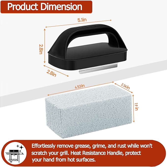Heavy Duty Griddle Cleaning Brick with Handle, Grill Cleaner for Cleaning Flat top, Pumice Griddle Cleaning Stone Removing Stains for BBQ, Swimming Pool, Sink (5 Pack)