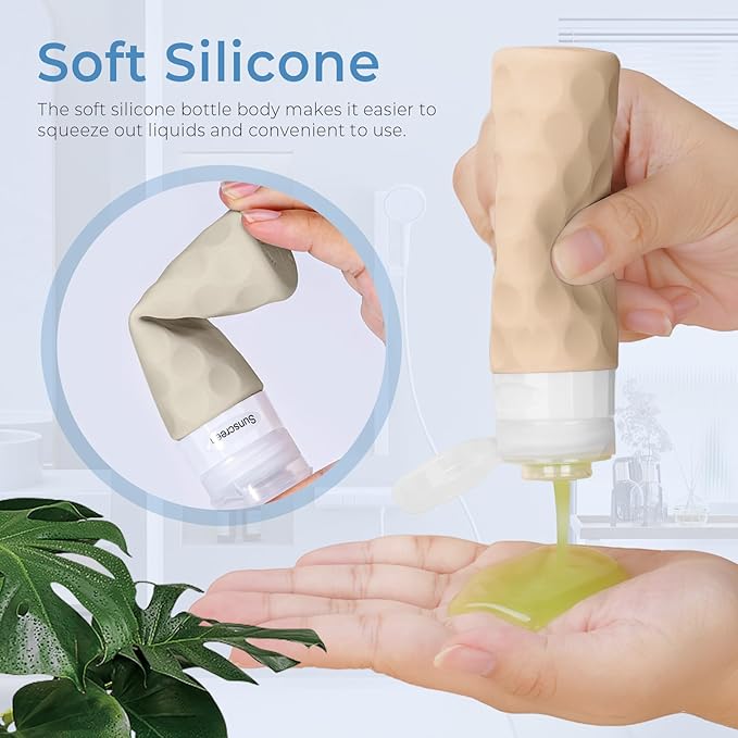 16pack Travel Bottles for Toiletries, TSA Approved Travel Size Containers Set, Leak Proof Refillable Liquid & Creams Toiletries Accessories Kit W/Toiletry Bag (Cream)