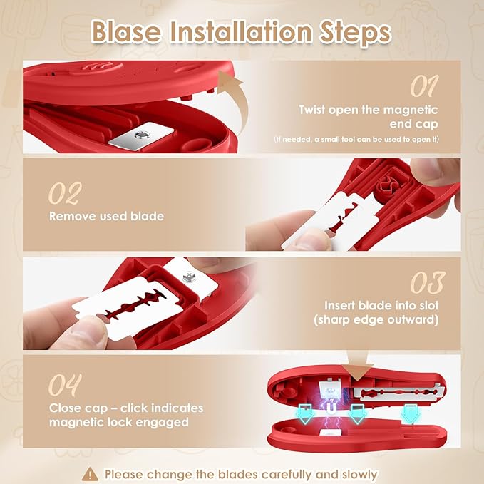 Bread Lame Sourdough Scoring Tool, Extractable & Magnetic Bread Scoring Tool, Scoring Knife for Bread Baking, Bread Razor for Homemade Bread, Sourdough Scorer Tool, Includes 5 Razor Blades-Beige+Red