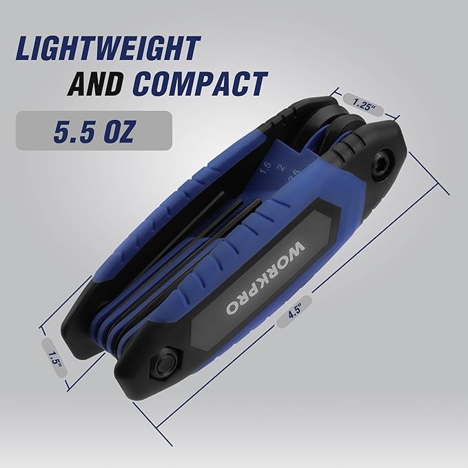 WORKPRO 25-Piece Folding Allen Wrench Set, SAE, Metric, Torx Hex Key Set Included, 3 Pack Portable Allen Key Set for Basic Home Repair and General Applications