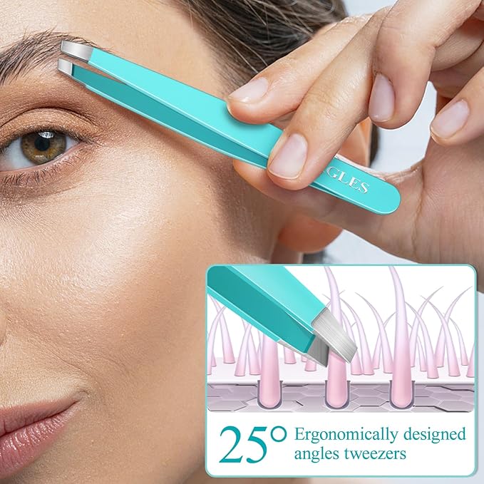 Tweezers for Women Facial Hair, 10 in 1 Pimple Popper Tool Kit with Tweezers, Eyebrow Tweezers Kit with Eyebrow Trimmer & Scissors, Razor, Travel Bag, Hair Plucking Daily Beauty Tools