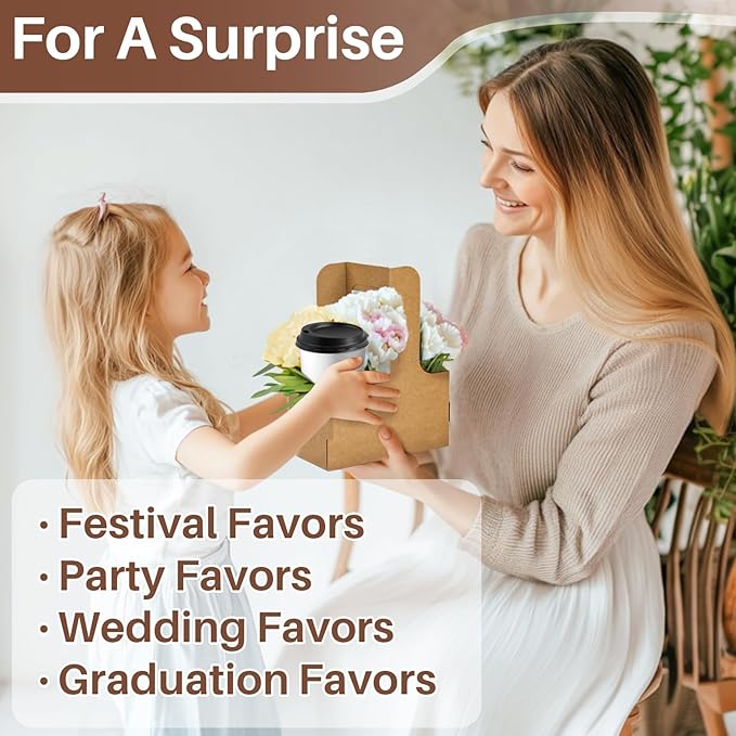 2 Cup Drink Carrier with Handle - 20Pcs Disposable Cardboard Coffee Cup Holder Portable Foldable Tray Drink Caddy Cup Carriers to go Cup Holder Food Delivery Accessories for Hot/Cold Drinks