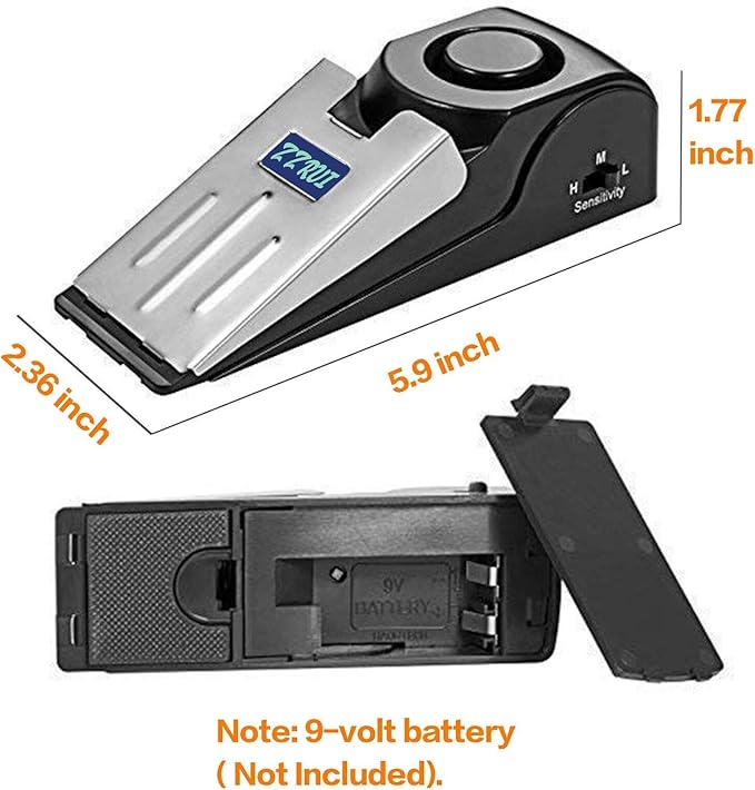 ZZRUI Door Stop Alarm with 120dB Siren, 4 Pack Portable Security Door Stopper Wedge Alarm for Travel, Home, Apartment, Dorm, Hotel, Entry Alert Safety Device for Women & Kids