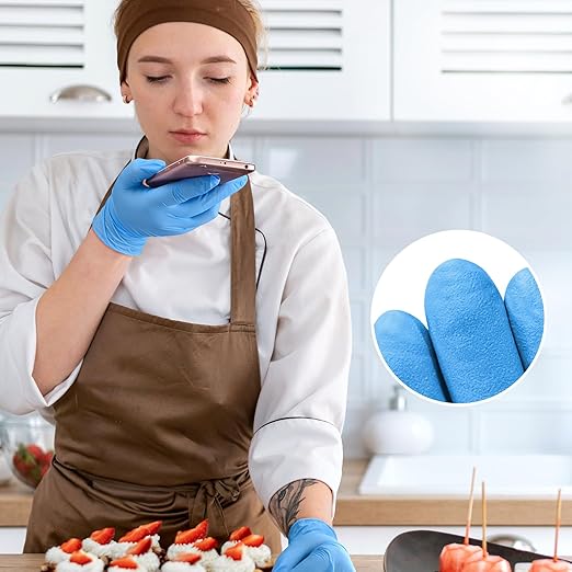 SwiftGrip Disposable Nitrile Exam Gloves, Blue, Nitrile Gloves Disposable Latex Free, Medical Gloves, Cleaning Gloves, Food-Safe Rubber Gloves, Powder Free, Non-Sterile, 50-ct Box (X-Small)