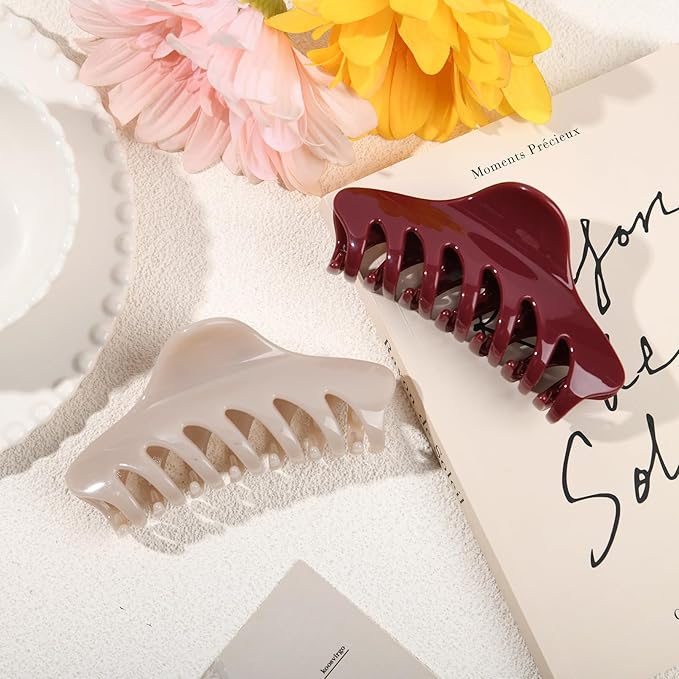 2 Pack Large Hair Claw Clips for Women Strong Hold Matte PVC Hair Clips Big Jaw Clips Non Slip Hair Accessories for Thick Hair Styling