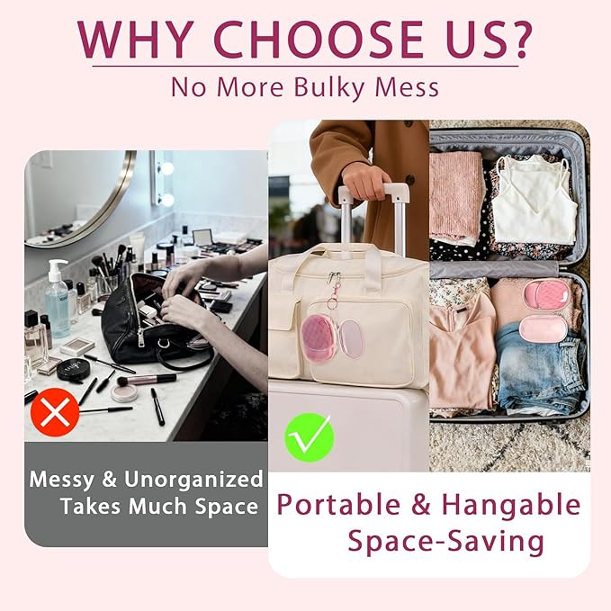 Travel Makeup Brush Set, 77Pcs Mini Makeup Kit Synthetic Foundation Concealers Eye Shadows Brushes Powder Puff with Eyelash Curler Eyebrow Razor Comb Mirror Hair Clips Cosmetic Bag (Pink)