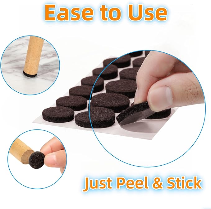 Furnigear Felt Furniture Pads for Hardwood Floors - Self-Adhesive Chair Felt Pad, Floor Protector for Furniture Feet, Furniture Slider Moving Furniture Smoothly, Anti-Scratch 48 Pcs 1-1/2" Round Brown