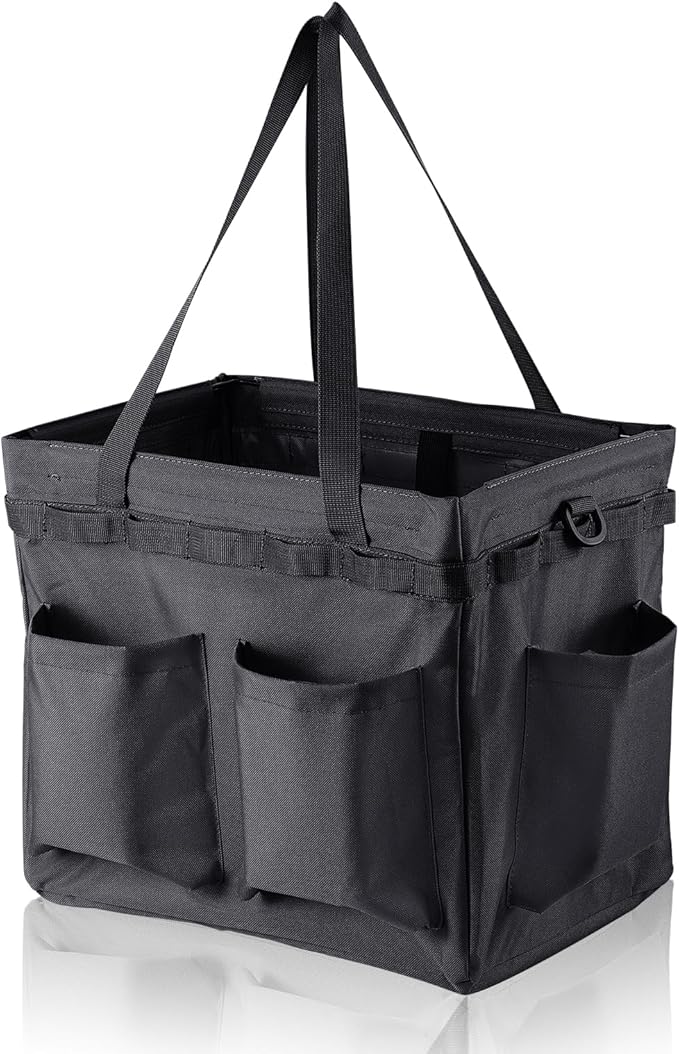 Car Trunk Organizer Multifunctional Storage Toolbox Carry Griddle,Large Grill Utensils Accessory Grilling Tools Basket Carrying Caddy Tool Tote Bag Storage Box Camp Cooking bbq Outdoor(Black)