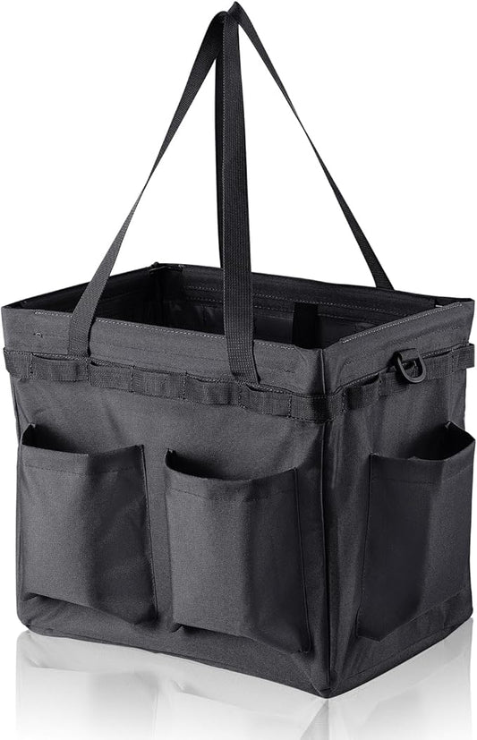 Car Trunk Organizer Multifunctional Storage Toolbox Carry Griddle,Large Grill Utensils Accessory Grilling Tools Basket Carrying Caddy Tool Tote Bag Storage Box Camp Cooking bbq Outdoor(Black)