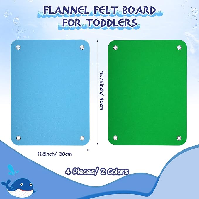 Yunsailing 4 Pieces Felt Board for Toddlers Classroom Flannel Board Stories for Preschool Homeschooling, Kids Felt Story Activity Wall Hanging Children Birthday Gifts, 11.8 x 15.75 Inch, 2 Colors