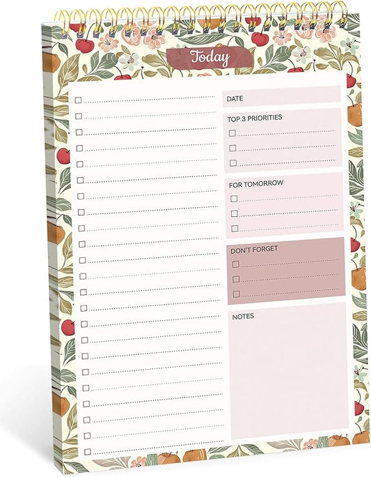 Taja To Do List Notepad - To Do List Notebook for Work with 52 Sheets, Undated Daily Planner Perfect for Daily Tasks and Goal Setting, Notepad Suitable for Office, Home & School - Cherry Orchard