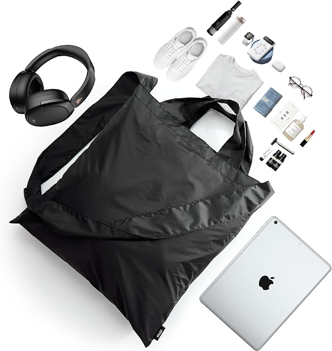 KALIDI Compact Tote Shopping bag Lightweight Foldable Tiny Reusable Grocery Shoulder Bag Crossbody