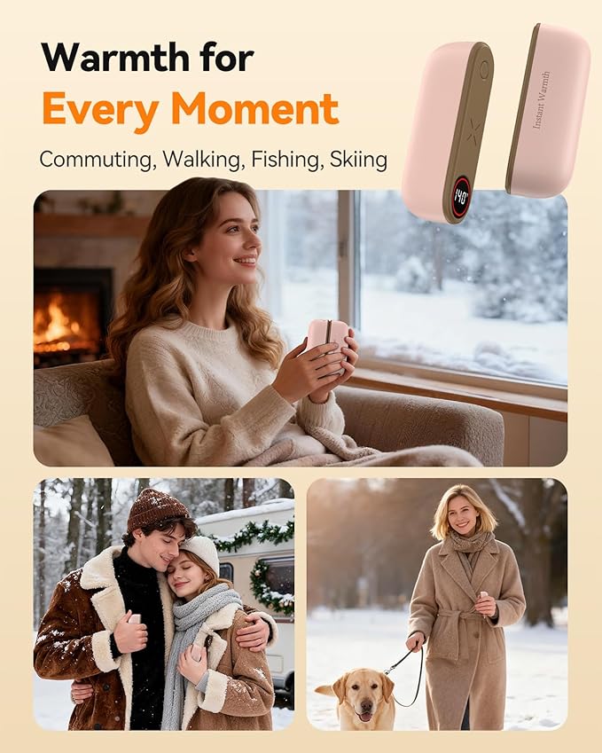 2 in 1 Hand Warmers Rechargeable, Magnetic Electric Hand Warmer 8000mAh USB-C, 3 Heat Levels up to 140°F, Quick Heating Portable Hand Warmers, Gifts