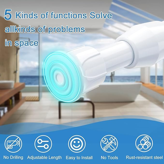 AIZESI Spring Tension Curtain Rods Short Tension Rod (White,12" to 19"-4Pcs)