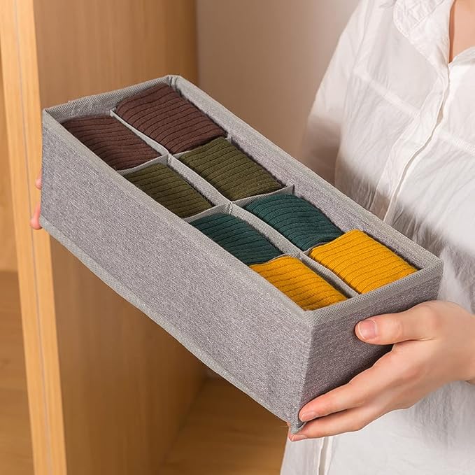 Qozary 3 Pack Sock Underwear Drawer Organizer Dividers, Collapsible Cabinet Closet Storage Boxes for Clothes, Socks, Lingerie, Underwear, Tie, Belt, Baby, Bedroom